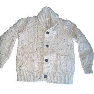 JANIE and JACK size 3 Cozy marbled Cream Kids Cardigan 48% cotton shawl collar